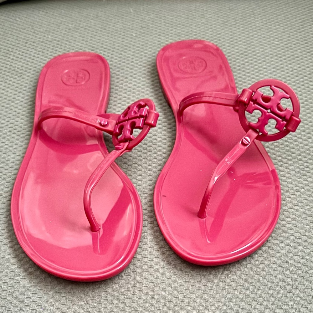 Tory Burch Mini Miller Jelly Thong, Pink, size 9